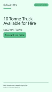 10 Tonne Truck Available for Hire