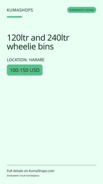 120ltr and 240ltr wheelie bins in Harare