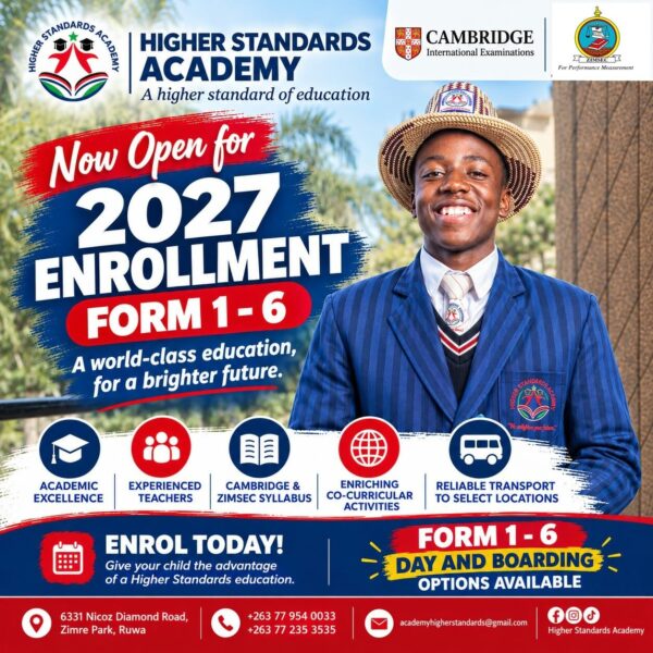 2027 ENROLMENT NOW OPEN! Higher Standards Academy in Harare