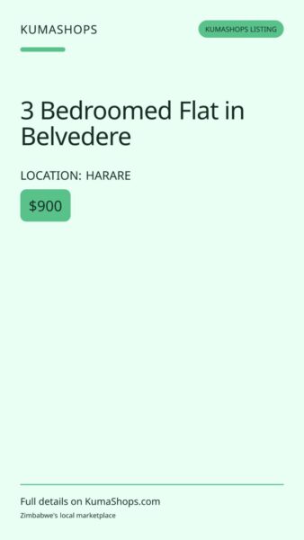 3 Bedroomed Flat in Belvedere in Harare