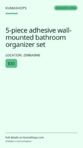 5-piece adhesive wall-mounted bathroom organizer set