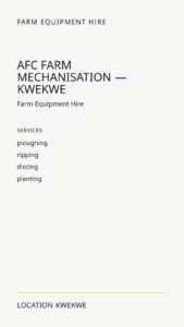 AFC Farm Mechanisation — Kwekwe