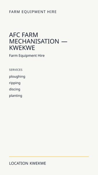 AFC Farm Mechanisation — Kwekwe in Kwekwe