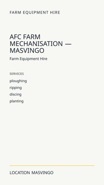 AFC Farm Mechanisation — Masvingo in Masvingo