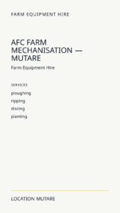 AFC Farm Mechanisation — Mutare
