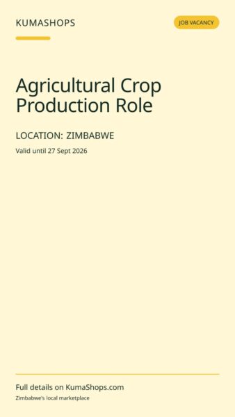Agricultural Crop Production Role in Zimbabwe