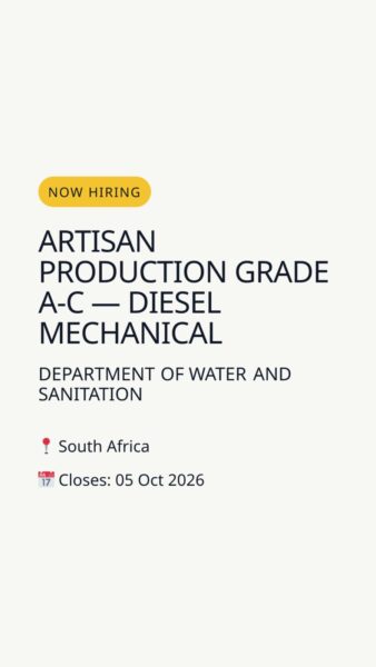Artisan Production Grade A-C — Diesel Mechanical — South Africa in South Africa