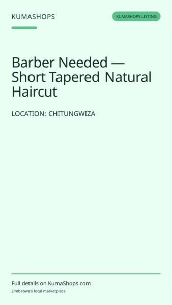 Barber Needed — Short Tapered Natural Haircut in Chitungwiza