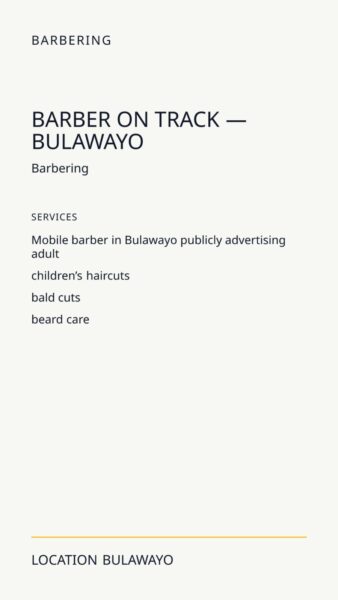 Barber on Track — Bulawayo in Bulawayo