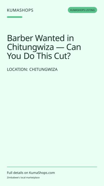Barber Wanted in Chitungwiza — Can You Do This Cut? in Chitungwiza