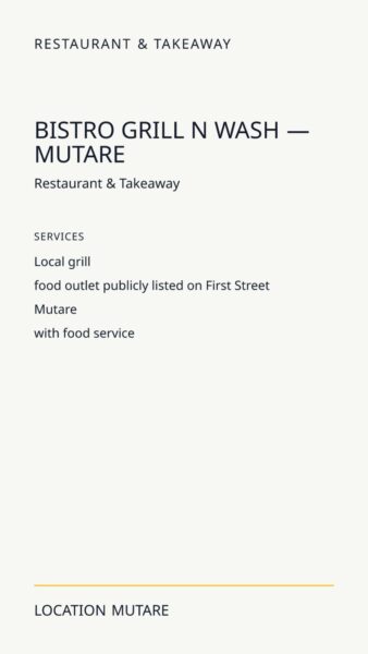 Bistro Grill n Wash — Mutare in Mutare