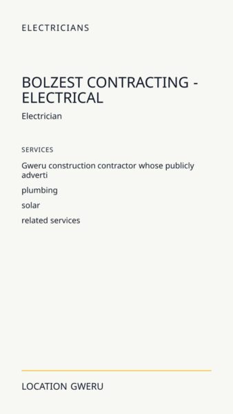 Bolzest Contracting - Electrical in Gweru