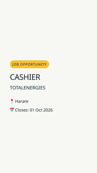 Cashier — Harare in Harare