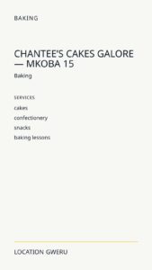 ChanTee’s Cakes Galore — Mkoba 15