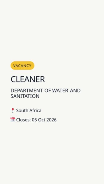 Cleaner — South Africa in South Africa