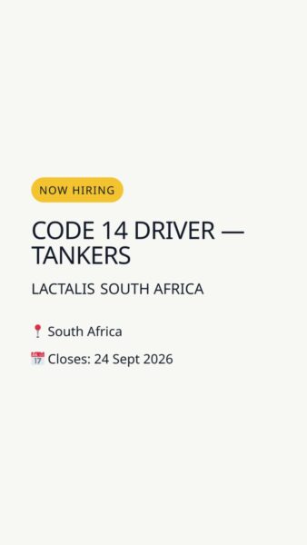 Code 14 Driver — Tankers — South Africa in South Africa