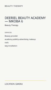 DeeRiel Beauty Academy — Mkoba 6