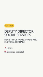 Deputy Director, Social Services — Harare