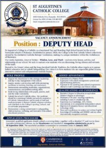 Deputy Head – St Augustine College & Bursar – Arrupe Jesuit University