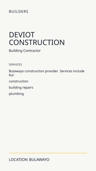 Deviot Construction in Bulawayo