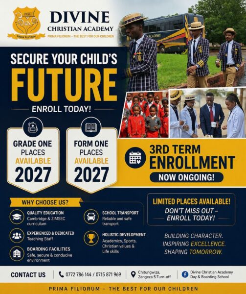 Divine Christian Academy Grade 1 & Form 1 Enrollment in Chitungwiza