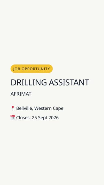 Drilling Assistant — Bellville, Western Cape in Bellville, Western Cape