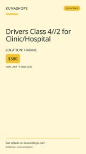 Drivers Class 4//2 for Clinic/Hospital