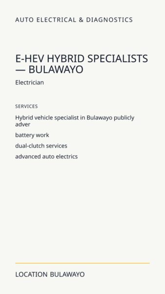 E-HEV Hybrid Specialists — Bulawayo in Bulawayo