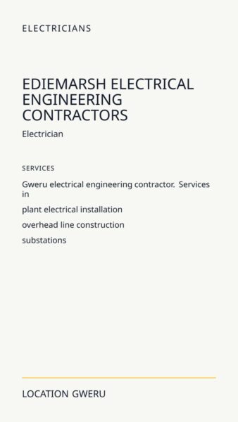 Ediemarsh Electrical Engineering Contractors in Gweru