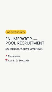Enumerator — Pool Recruitment — Muzarabani