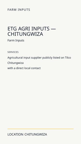 ETG Agri Inputs — Chitungwiza in Chitungwiza