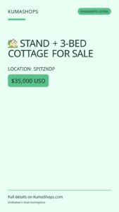 🏡 STAND + 3-BED COTTAGE FOR SALE