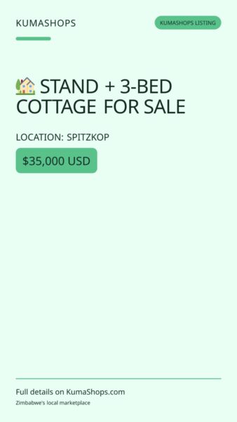 🏡 STAND + 3-BED COTTAGE FOR SALE in Spitzkop