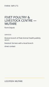 Fivet Poultry & Livestock Centre — Mutare