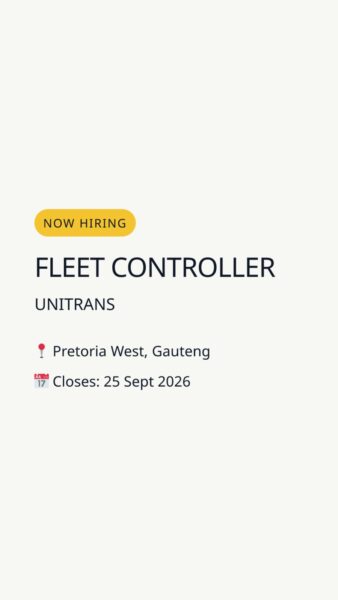 Fleet Controller — Pretoria West, Gauteng in Pretoria West, Gauteng