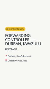 Forwarding Controller — Durban, KwaZulu-Natal