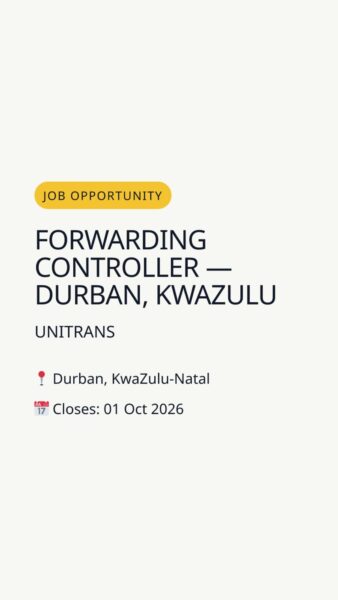 Forwarding Controller — Durban, KwaZulu-Natal in Durban, KwaZulu-Natal
