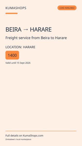 Freight service from Beira to Harare in Harare