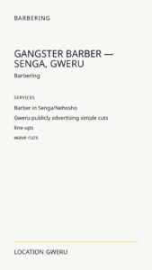 Gangster Barber — Senga, Gweru