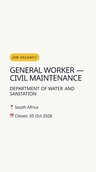 General Worker — Civil Maintenance — South Africa in South Africa
