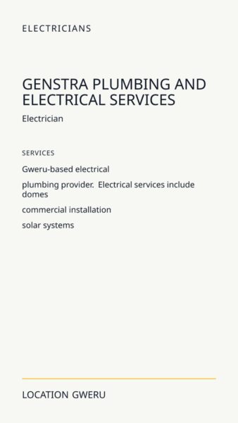 Genstra Plumbing and Electrical Services in Gweru