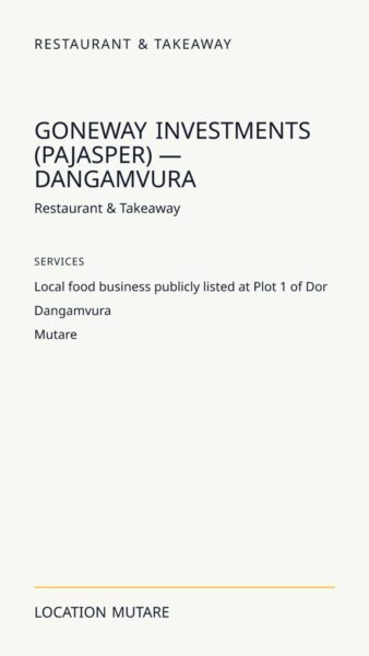 Goneway Investments (PaJasper) — Dangamvura in Mutare