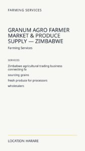 Granum Agro Farmer Market & Produce Supply — Zimbabwe