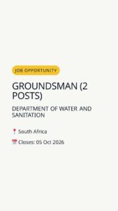 Groundsman (2 posts) — South Africa