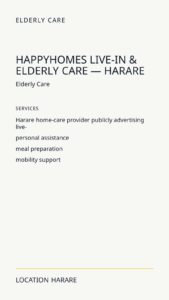 HappyHomes Live-In & Elderly Care — Harare