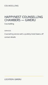 Happynest Counselling Chambers — Gweru