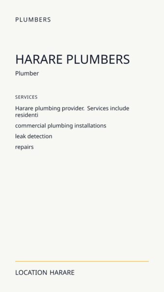 Harare Plumbers in Harare