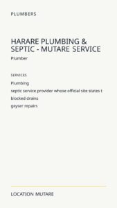 Harare Plumbing & Septic - Mutare Service
