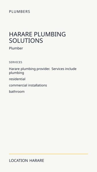 Harare Plumbing Solutions in Harare