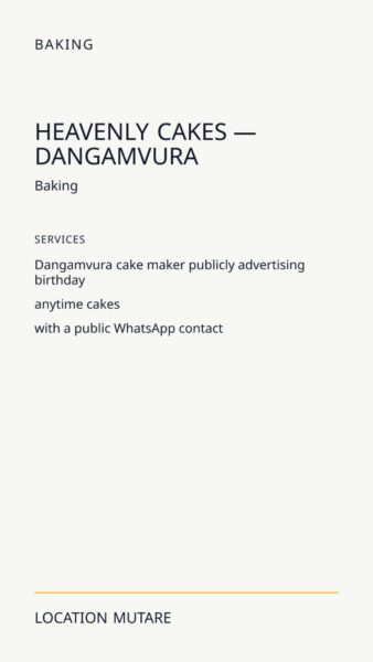 Heavenly Cakes — Dangamvura in Mutare